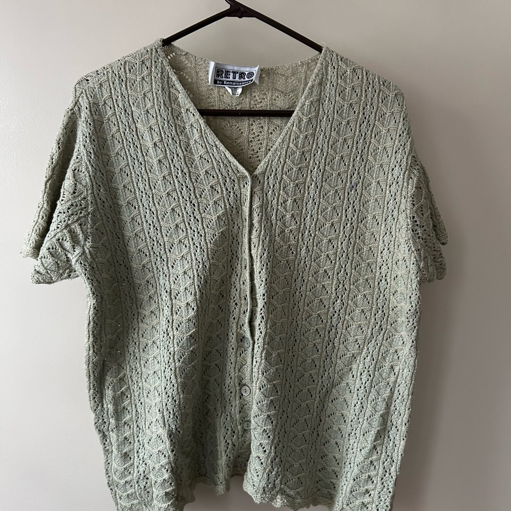 Retro Knit Cardigan in Light Green